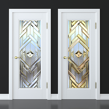 Elegant Stained Glass Door 3D model image 1 