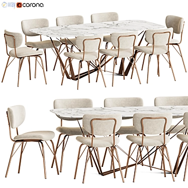 Modern 120 Dining Set 3D model image 1 