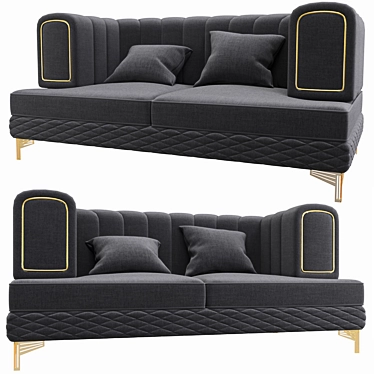 Sleek Black Fabric Sofa 3D model image 1 