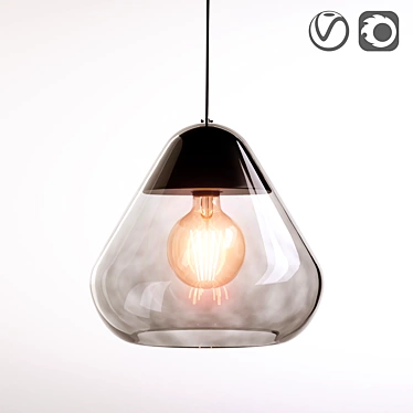 Elegant Glass and Wood Lamp 3D model image 1 