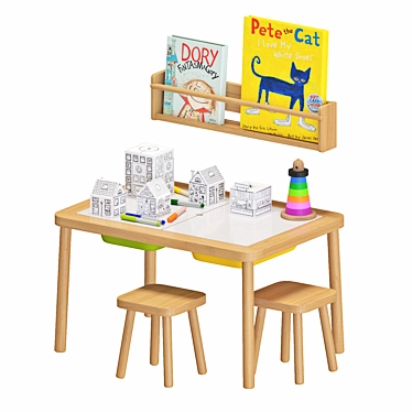 FLISAT Kids Table & Chair Set 3D model image 1 