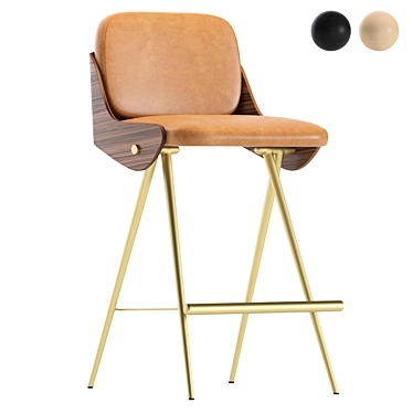 Isla Leather Semi Barstool 3D model image 1 