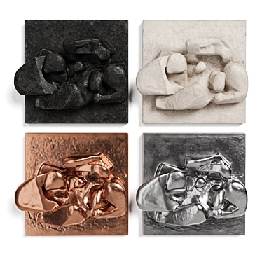 Abstract Metal Copper Chrome Wall Decor 3D model image 1 