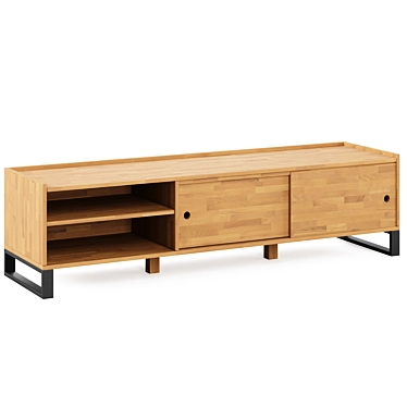 Hiba Oak & Steel TV Unit 2 - Stylish and Sturdy 3D model image 1 