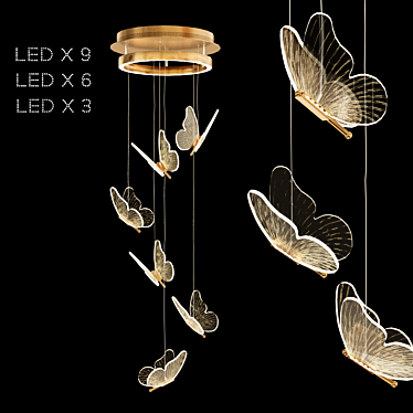 Butterfly LED Pendant Lights 3D model image 1 