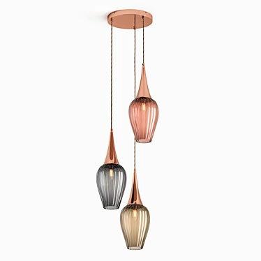 Retro Light Cluster Pendant - Exquisite Glass and Metal Lighting 3D model image 1 