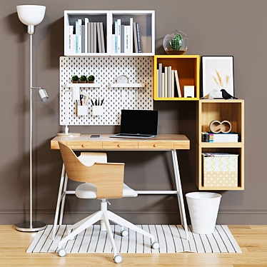 Modern Office Set: IKEA Workplace Decor 3D model image 1 