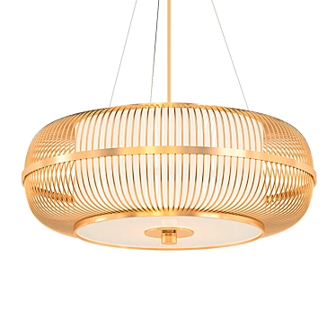 Japanese Bamboo Chandelier: Elegant Illumination. 3D model image 1 