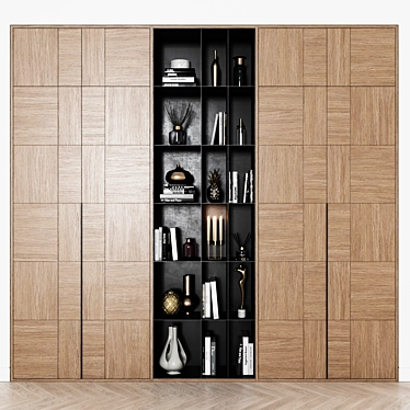 Modern Woodgrain Wardrobe with Stylish Design 3D model image 1 