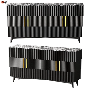 Plisse Black Marble Sideboard 3D model image 1 