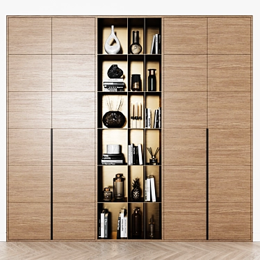 Contemporary Freestanding Wardrobe 3D model image 1 