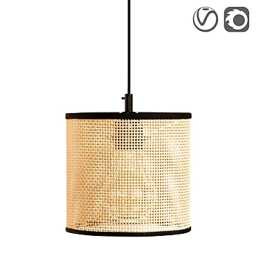 Natural Wicker Rattan Lampshade 3D model image 1 