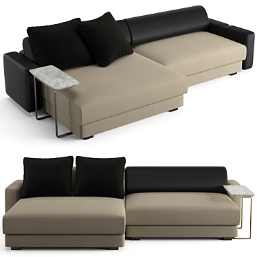 Fendi Casa Halston: Luxurious Sofa with Chaise Lounge 3D model image 1 