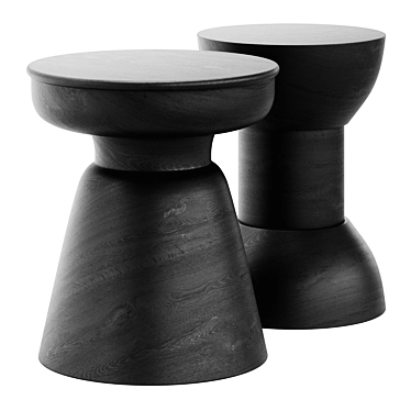 Sage Wisdom Stool: Matte Black 3D model image 1 