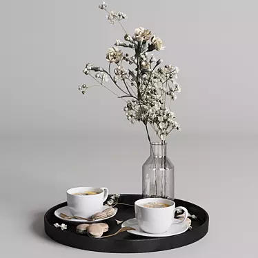 Elegant Coffee Serving Tray Set 3D model image 1 