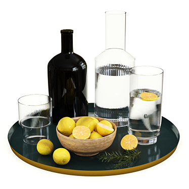 Elegant Ripple Glass Tray 3D model image 1 