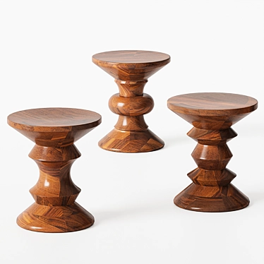 Elegant Eames Walnut Stool 3D model image 1 