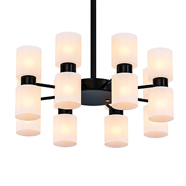 Sleek Black Coated Chandelier 3D model image 1 