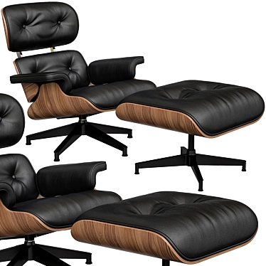 Modern Eames Lounge Chair & Ottoman 3D model image 1 
