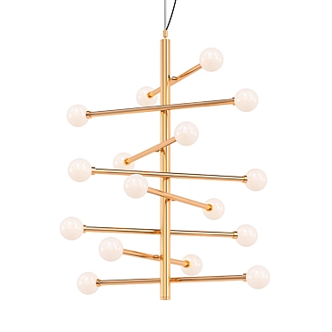 Elegant Brass Pendant Chandelier 3D model image 1 