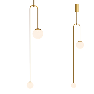 Modern U-Shaped Lamp with Glass Globes 3D model image 1 