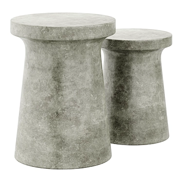 Modern Gray Round Garden Stool 3D model image 1 