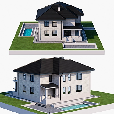 Elegant Poolside Villa 3D model image 1 