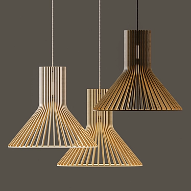 Eco-Style Wooden Pendant Lamp 3D model image 1 