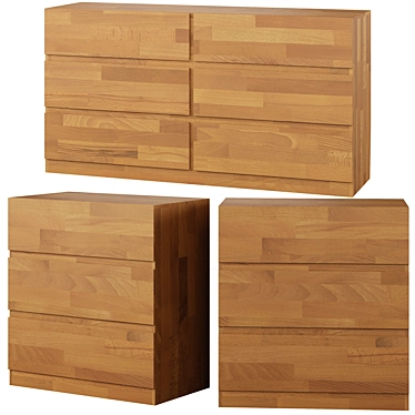 Adelita Oak Chest of Drawers: Sleek Storage Solution 3D model image 1 