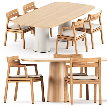 Elegant Outdoor Dining Set: Costes Chair by Ethimo & POV 464 Table by Ton 3D model image 1 