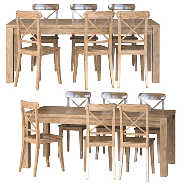 Ambrosh Dining Set: Stylish and Space-saving 3D model image 1 