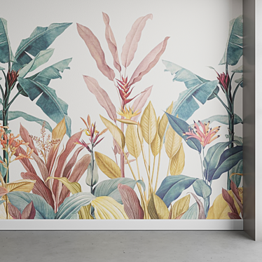 Vintage Tropical Minimalist Wallpaper 3D model image 1 