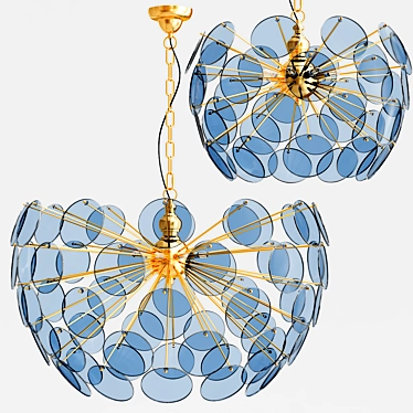 Elegant Golden Blue Pendant. 3D model image 1 