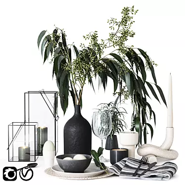 Fresh Eucalyptus-themed Tableware 3D model image 1 