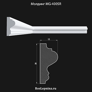 Elegant MG-4005R Gypsum Molding 3D model image 1 