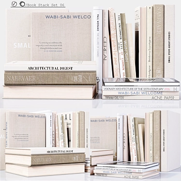 Vintage Book Stack Set 3D model image 1 