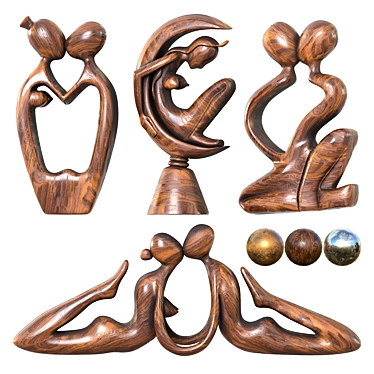 Modern Love Sculpture Set 3D model image 1 