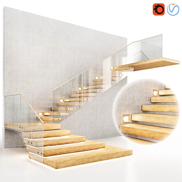 Elegant Staircase Design 3D model image 1 