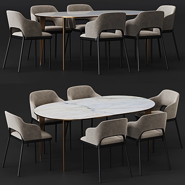 Modern Thonet 520 and Arden Dining Table 3D model image 1 