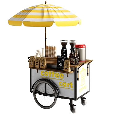 Mini Cart Coffee 1: Compact and Stylish Beverage Buddy 3D model image 1 