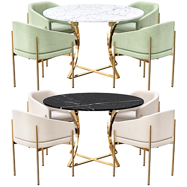 Houston & Irving Dining Set 3D model image 1 
