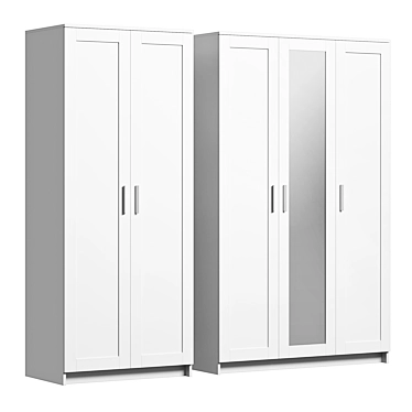 Minimalist White Wardrobes by IKEA 3D model image 1 