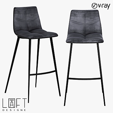 Industrial Style Metal Bar Stool 3D model image 1 