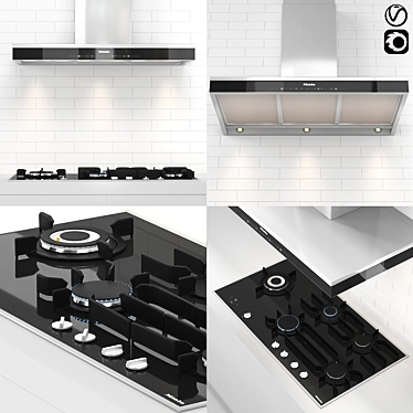 Miele Gas Cooktop & Puristic Hood 3D model image 1 