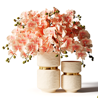 Bouquet of pink orchids in a modern beige vase