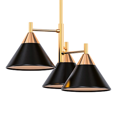 Modern Matte Black Chandelier 3D model image 1 