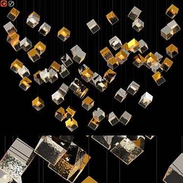 Luxurious Bomma Pyrite Crystal Chandelier 3D model image 1 