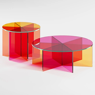 Colorful Glass Coffee Tables 3D model image 1 