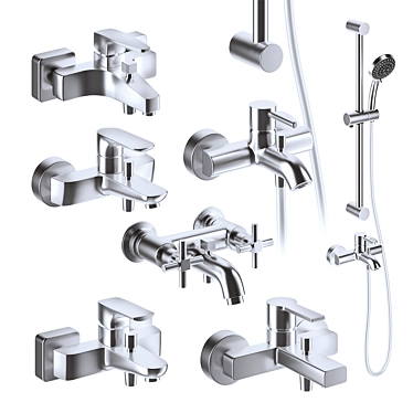 Vitra Shower Faucets with Rubber Hose 3D model image 1 