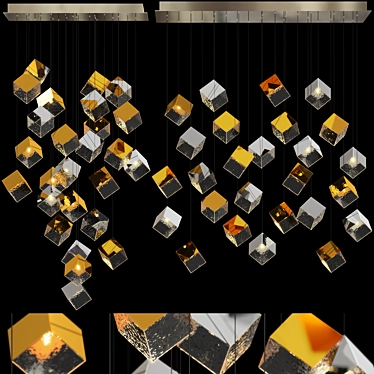 Bomma Pyrite Chandelier Duo 3D model image 1 